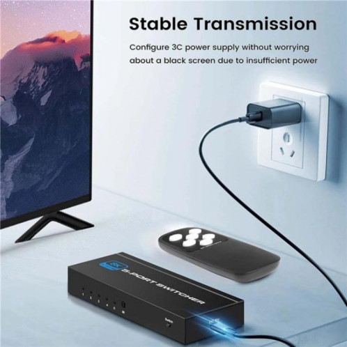 Commutateur HDMI 2.1 Q8Q5 pour jeux vidéo, 5 entrées, 1 sortie, 8K, 60 Hz, 4K, 120 Hz, taux de rafraîchissement élevé, prise : SH6402174-09